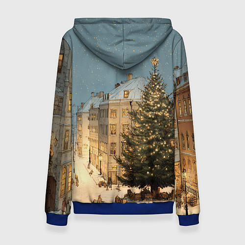 Женская толстовка Елка во дворе города / 3D-Синий – фото 2