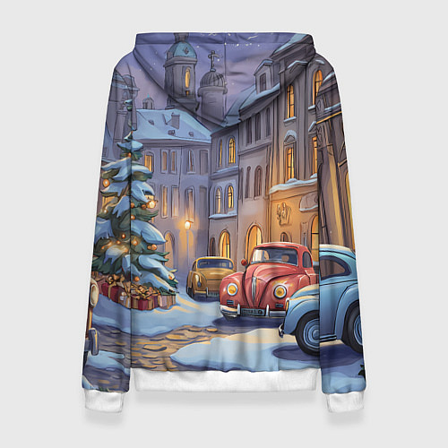 Женская толстовка Новогодний снежный двор / 3D-Белый – фото 2