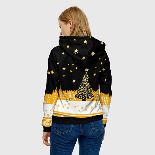Женская толстовка Новый год в черно-желтом стиле / 3D-Черный – фото 4