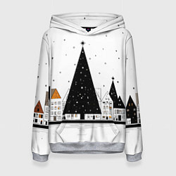 Толстовка-худи женская Новый год - минимализм, цвет: 3D-меланж