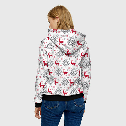 Женская толстовка Олени среди елей / 3D-Черный – фото 4