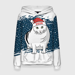Толстовка-худи женская Кот Бендер - 2026, цвет: 3D-белый