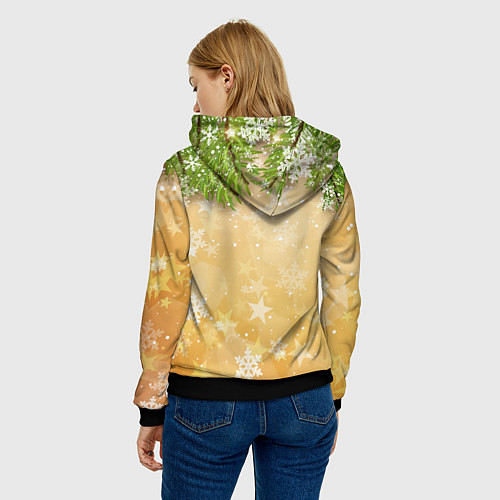 Женская толстовка Олень в шапке Санты / 3D-Черный – фото 4