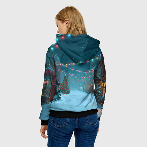 Женская толстовка Новогодняя лошадка 2026 год / 3D-Черный – фото 4