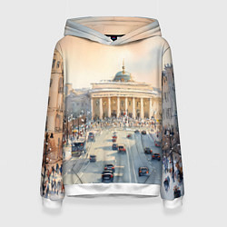 Толстовка-худи женская Питер - снежный день, цвет: 3D-белый