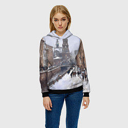 Толстовка-худи женская Санкт-Петербург зима, цвет: 3D-черный — фото 2