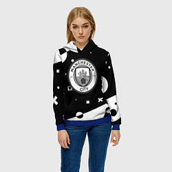 Толстовка-худи женская Манчестер сити геометрия блэк, цвет: 3D-синий — фото 2