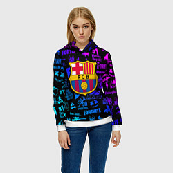 Толстовка-худи женская Barcelona x fortnite neon, цвет: 3D-белый — фото 2