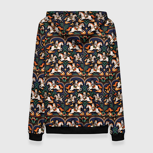 Женская толстовка Новогодние коты всадники на лошади / 3D-Черный – фото 2
