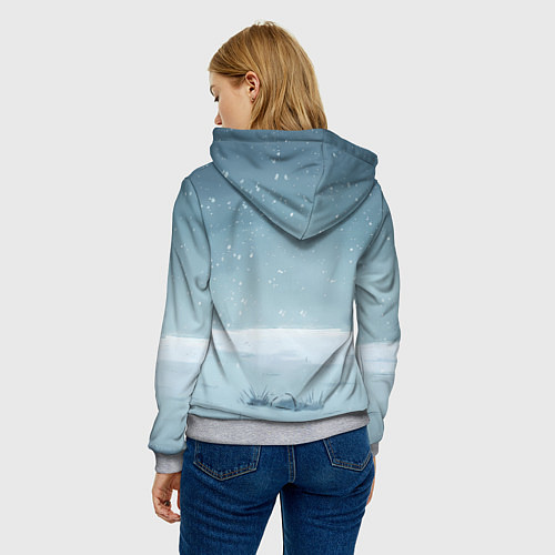 Женская толстовка Лошадь сидит на снегу / 3D-Меланж – фото 4