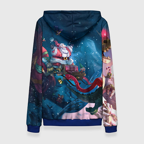 Женская толстовка Санта с динозавром / 3D-Синий – фото 2