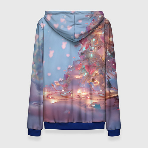 Женская толстовка Маленький котенок у сияющей елочки / 3D-Синий – фото 2