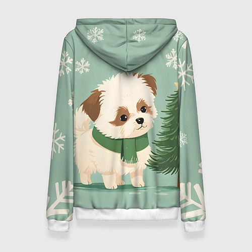 Женская толстовка Новогодний песик с елочкой / 3D-Белый – фото 2