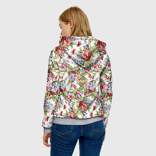 Женская толстовка Цветы / 3D-Меланж – фото 4