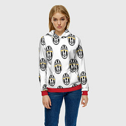 Толстовка-худи женская Juventus Pattern, цвет: 3D-красный — фото 2