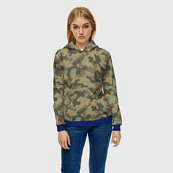 Толстовка-худи женская Камуфляж: хаки, цвет: 3D-синий — фото 2