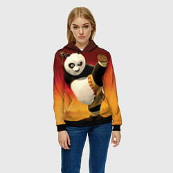 Толстовка-худи женская Кунг фу панда, цвет: 3D-черный — фото 2