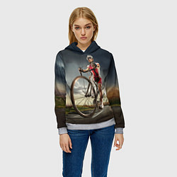Толстовка-худи женская Велогонщик, цвет: 3D-меланж — фото 2