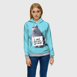 Толстовка-худи женская I have resing cat face, цвет: 3D-меланж — фото 2