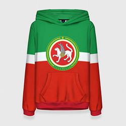 Толстовка-худи женская Татарстан: флаг, цвет: 3D-красный
