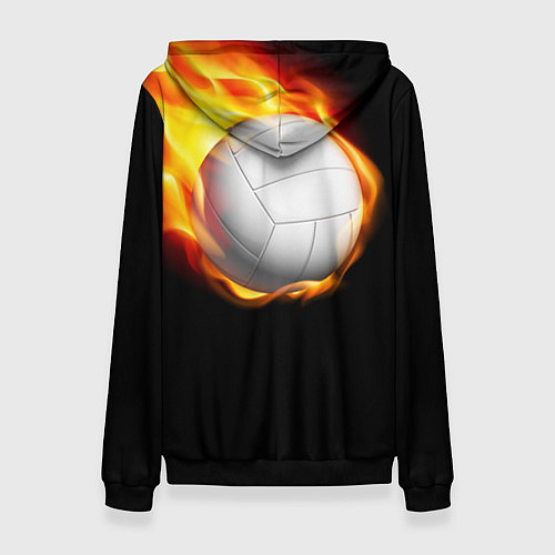 Женская толстовка Волейбольный мяч летит в огне / 3D-Черный – фото 2
