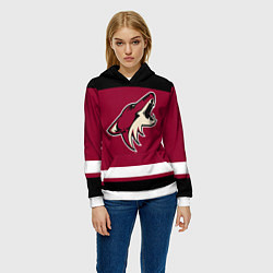 Толстовка-худи женская Arizona Coyotes, цвет: 3D-белый — фото 2