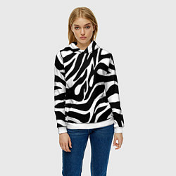 Толстовка-худи женская Зебра, цвет: 3D-белый — фото 2