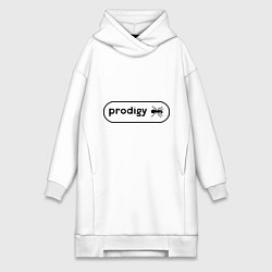 Женское худи-платье Prodigy лого с муравьем, цвет: белый