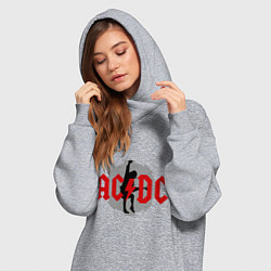 Женское худи-платье AC/DC: Angus Young, цвет: меланж — фото 2