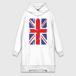 Женское худи-платье Британский флаг, цвет: белый