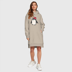 Женское худи-платье Зимний пингвин-мальчик, цвет: миндальный — фото 2