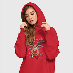 Женское худи-платье Рождественский олень, цвет: красный — фото 2