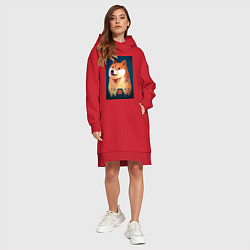 Женское худи-платье Wow Doge, цвет: красный — фото 2