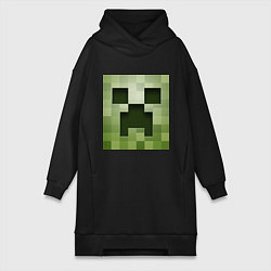 Женское худи-платье Мinecraft creeper, цвет: черный