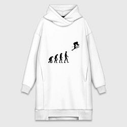 Женская толстовка-платье Эволюция лыжник