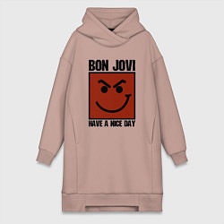 Женское худи-платье Bon Jovi: Have a nice day, цвет: пыльно-розовый