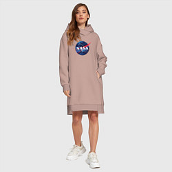 Женское худи-платье NASA: Cosmic Logo, цвет: пыльно-розовый — фото 2