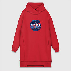 Женское худи-платье NASA: Cosmic Logo, цвет: красный