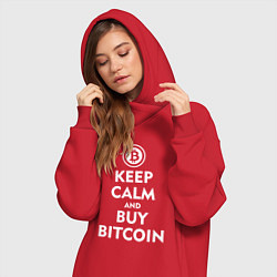 Женское худи-платье Keep Calm & Buy Bitcoin, цвет: красный — фото 2