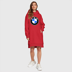 Женское худи-платье Logo BMW, цвет: красный — фото 2