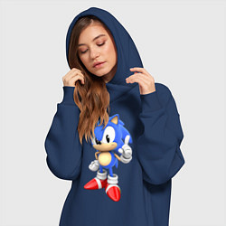 Женское худи-платье Classic Sonic, цвет: тёмно-синий — фото 2