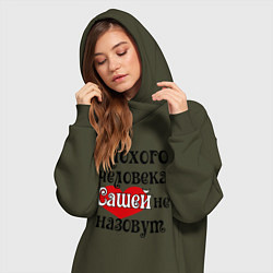 Женское худи-платье Плохая Саша, цвет: хаки — фото 2
