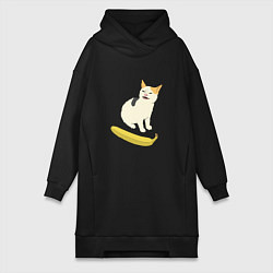 Женская толстовка-платье Cat no banana meme