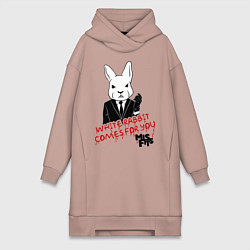 Женское худи-платье Misfits: White rabbit, цвет: пыльно-розовый