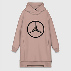 Женское худи-платье Mercedes-Benz logo, цвет: пыльно-розовый