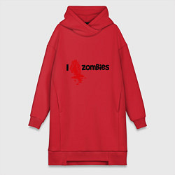 Женское худи-платье I love zombies, цвет: красный