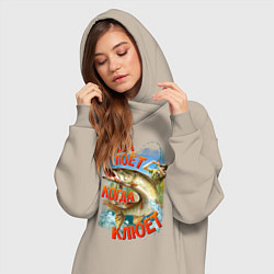 Женское худи-платье Футболка для рыбака, цвет: миндальный — фото 2