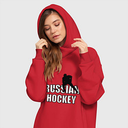 Женское худи-платье Russian hockey, цвет: красный — фото 2