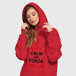 Женское худи-платье Keep Calm & Forza Milan, цвет: красный — фото 2