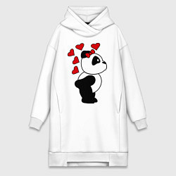 Женское худи-платье Поцелуй панды: для нее, цвет: белый